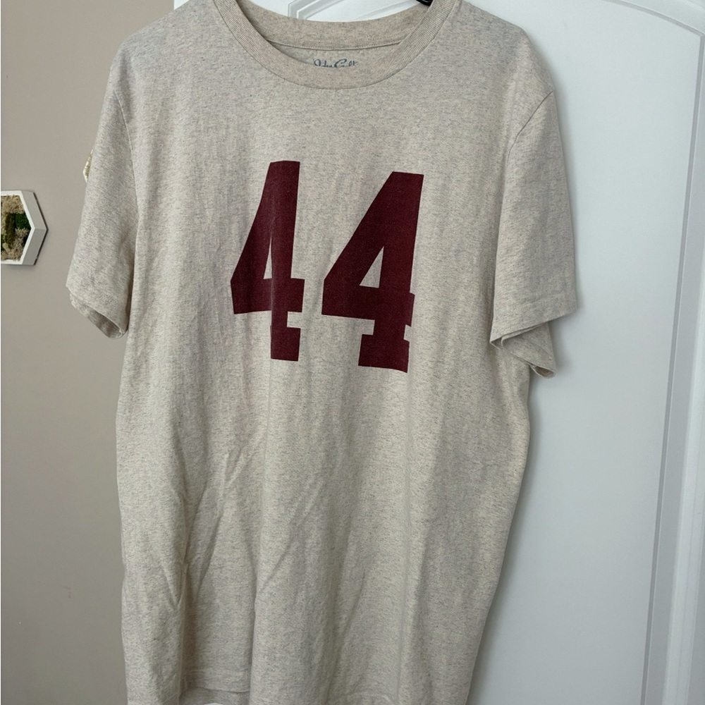 Brandy Melville Beige T-Shirt with Maroon Number